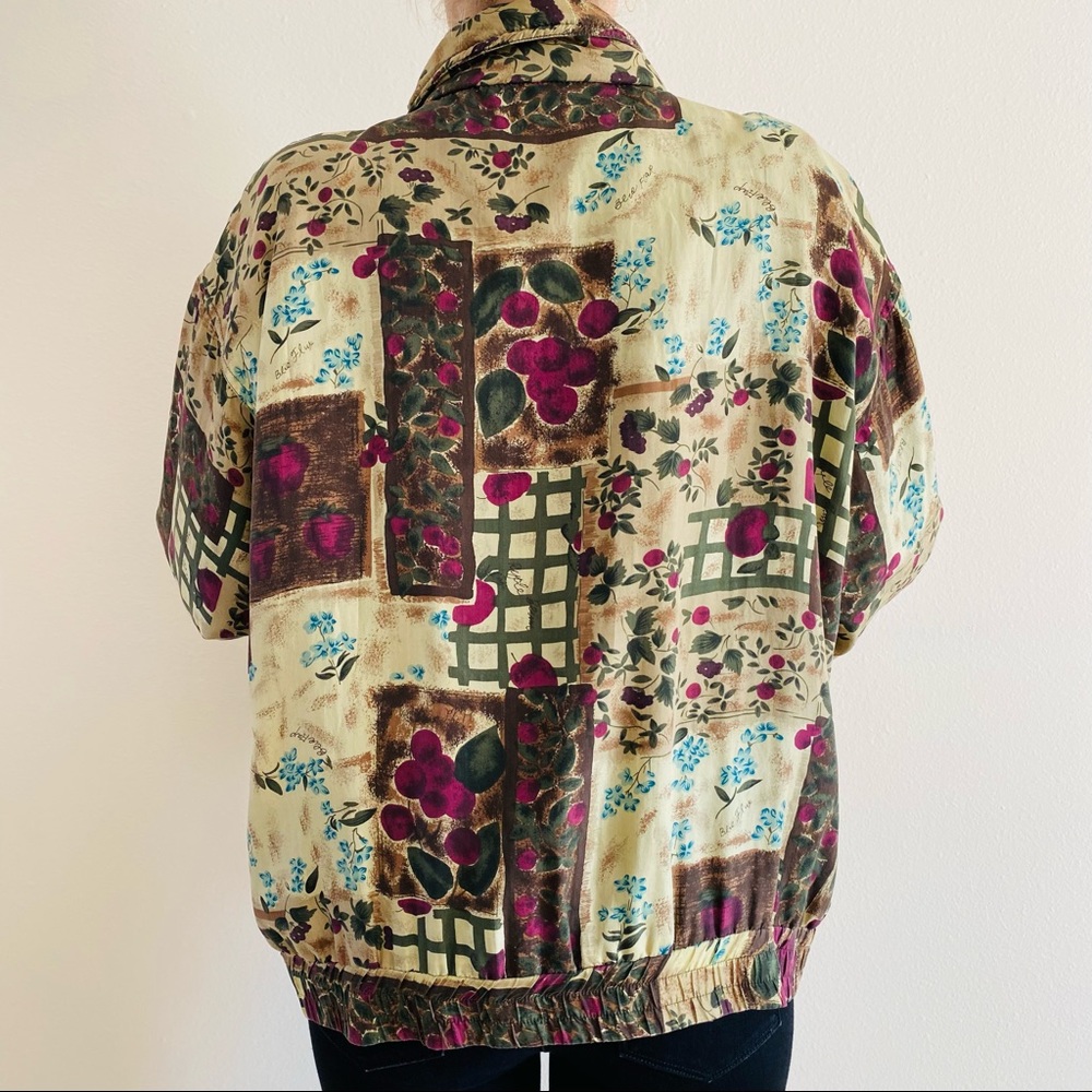 Vintage studio sportif 100% SILK ZIP LIGHT BOMBER JACKET Windbreaker Patchwork - Picture 5 of 10